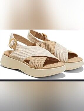 VIVAIA Kara Adaptall Sport Sandal Platform Ivory Dual Arch Support 37 (6.5-7 US)